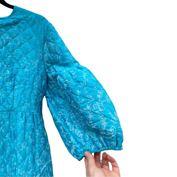 VTG Quilted dressing gown robe balloon 3/4 length sleeve M/L - Picture 4 of 11